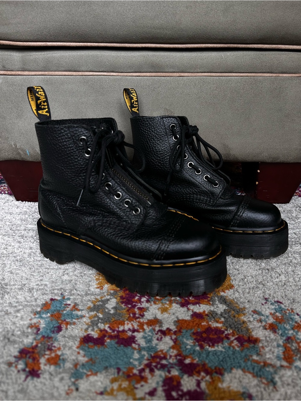 Dr. Martens | Docs SINCLAIR Leather Platform Zip + Lace Up Boots in Black - Picture 13 of 13
